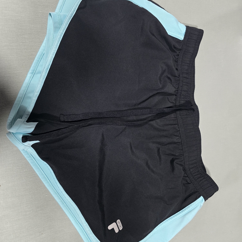 Fila Black and Blue Athletic Shorts With Built In Bike Shorts